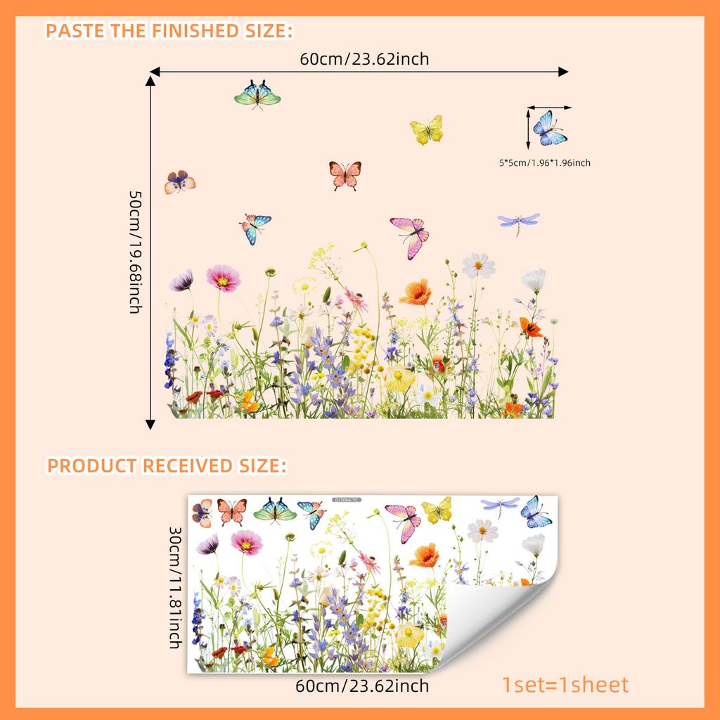 Двусторонняя красочная наклейка на стену с изображением бабочек и цветов, электростатическая паста, паста для оконного стекла, видимая декоративная наклейка на стену