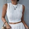 Sleeveless Ribbed Knitted Vest Neck Slim Cropped Top