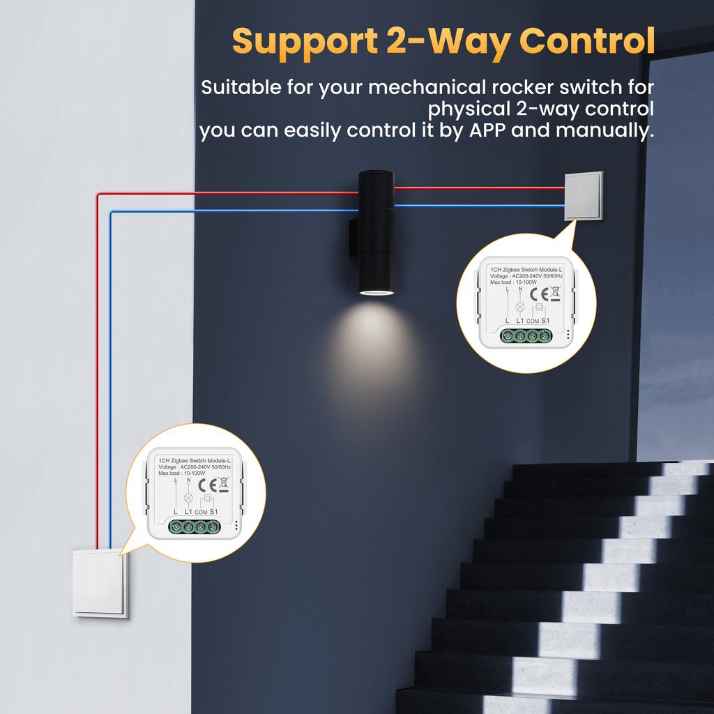 GIRIER Tuya ZigBee Умный Модуль Выключателя Не Требуется Нейтральный Провод 1/2/3/4 Канала DIY Умный Автоматический Выключатель Реле Поддерживает 2-стороннее Управление Alexa