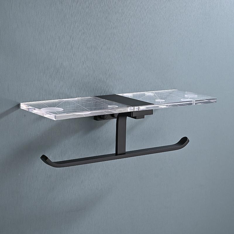 Brushed gold/Black Bathroom Paper Roll Holder Aluminum Wall-mounted Toilet Paper Rack Phone Holder Tissue Holder Acrylic Shelf