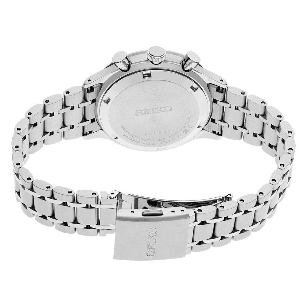 Seiko Спортивный хронограф 38,7 мм Темно-синий стальной мужской хронограф SSB477P1