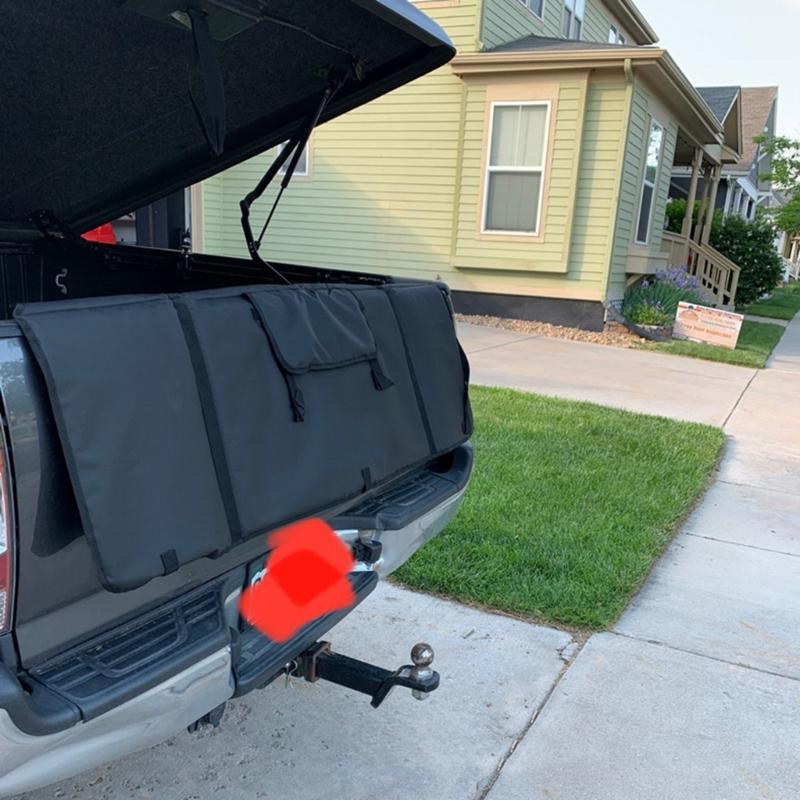 Car Tailgate Cover Protection Pad Mountain Bike Pick-up Pad With 5 Bike Frame Fixing Strap For Truck Accessories