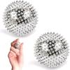 2 Pcs Magnetic Acupressure Spike Balls, Small 32mm Diameter, Silver