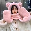 Scarf, Female Winter Bear with Hat, Korean Version of Cute Winter Integrated Thermal Gloves, Three Plush Scarves