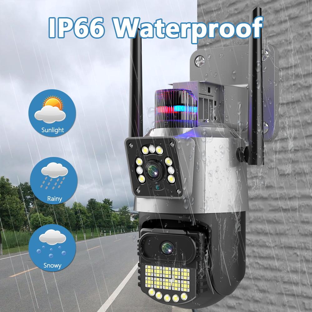 LS VISION IP-камера EU 8MP 4K, уличная Wi-Fi PTZ, двойной объектив, двойной экран, автоматическое отслеживание, водонепроницаемая система видеонаблюдения, полицейская световая сигнализация, CCTV