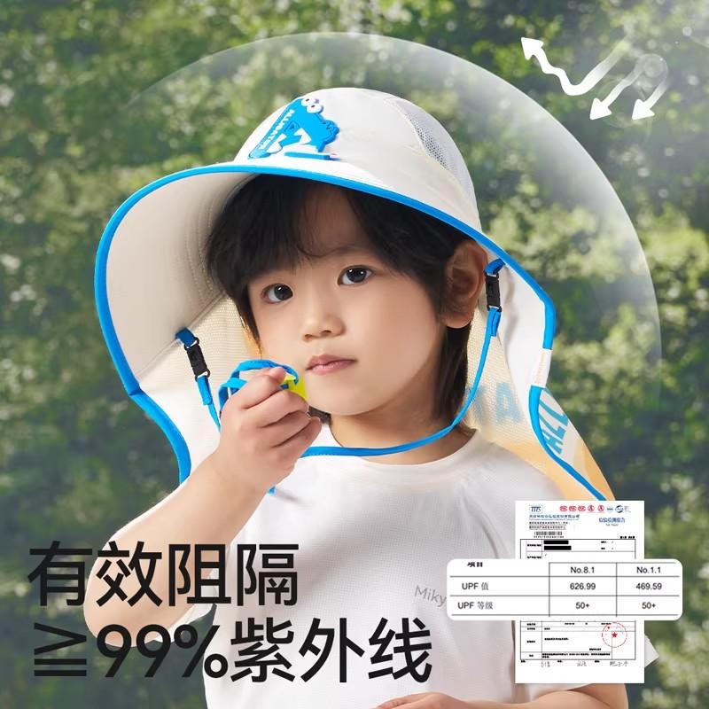 Children's hats for boys and girls in summer, sun shading and fishing hats for babies, outdoor breathable large brim sun shading hats