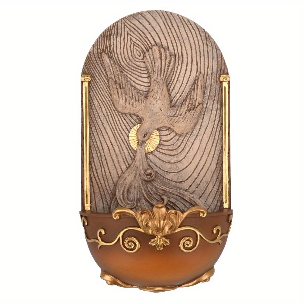 The Trinity Dove Holy Spirit Holy Water Font Wall Plaque Resin Religious For Home Decor And First Communion