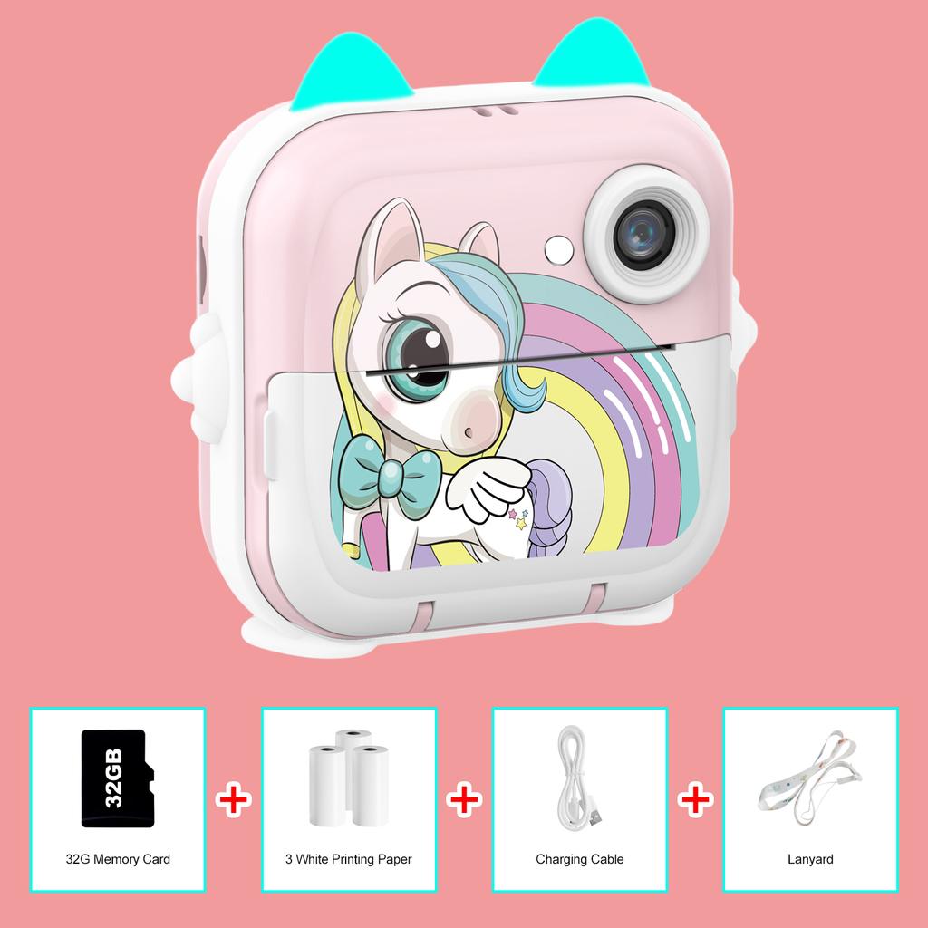 Kids Camera Instant Print Boys Girls Gift Children Digital Video Camera Po Thermal Printing 32G Card Educational Toys