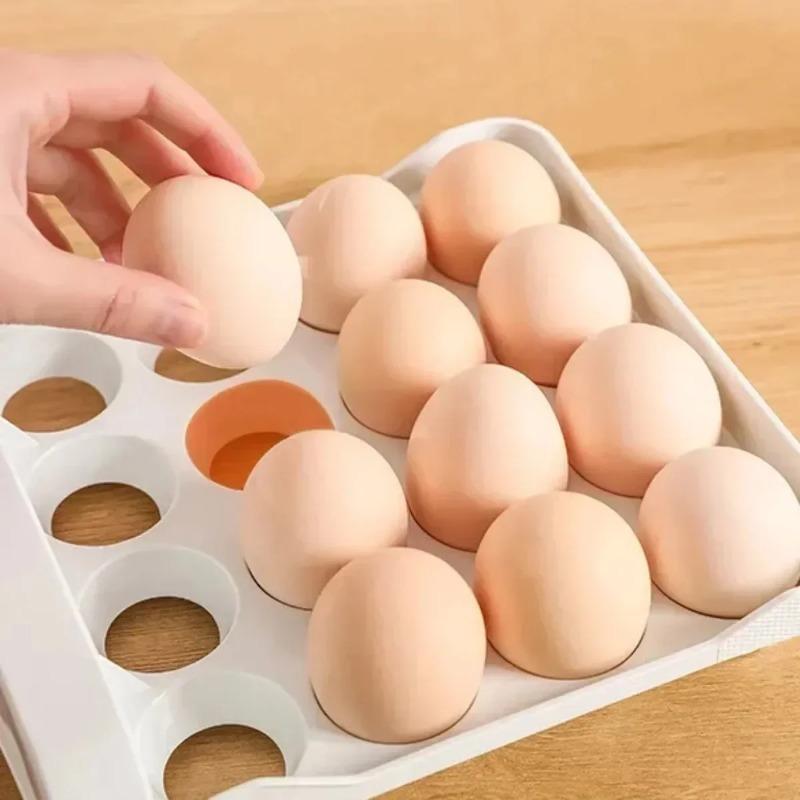 1/1pc Egg Storage Box Drawer-Type Refrigerator Egg Holder Double Layer Eggs Holder With Handle Home Kitchen Organizer Rack