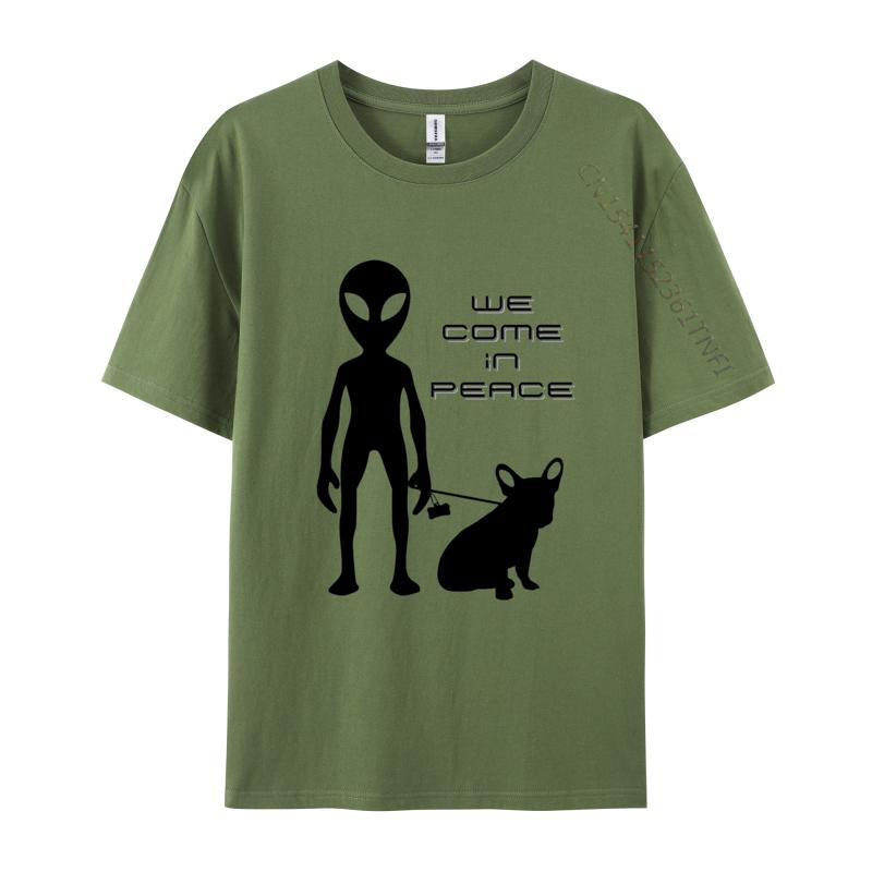 We Come In Peace Alien French Bulldog Tshirt Funny Fitted Puppy Lovers T Shirts Men Anime Printed Vintage Tee Tops Cotton