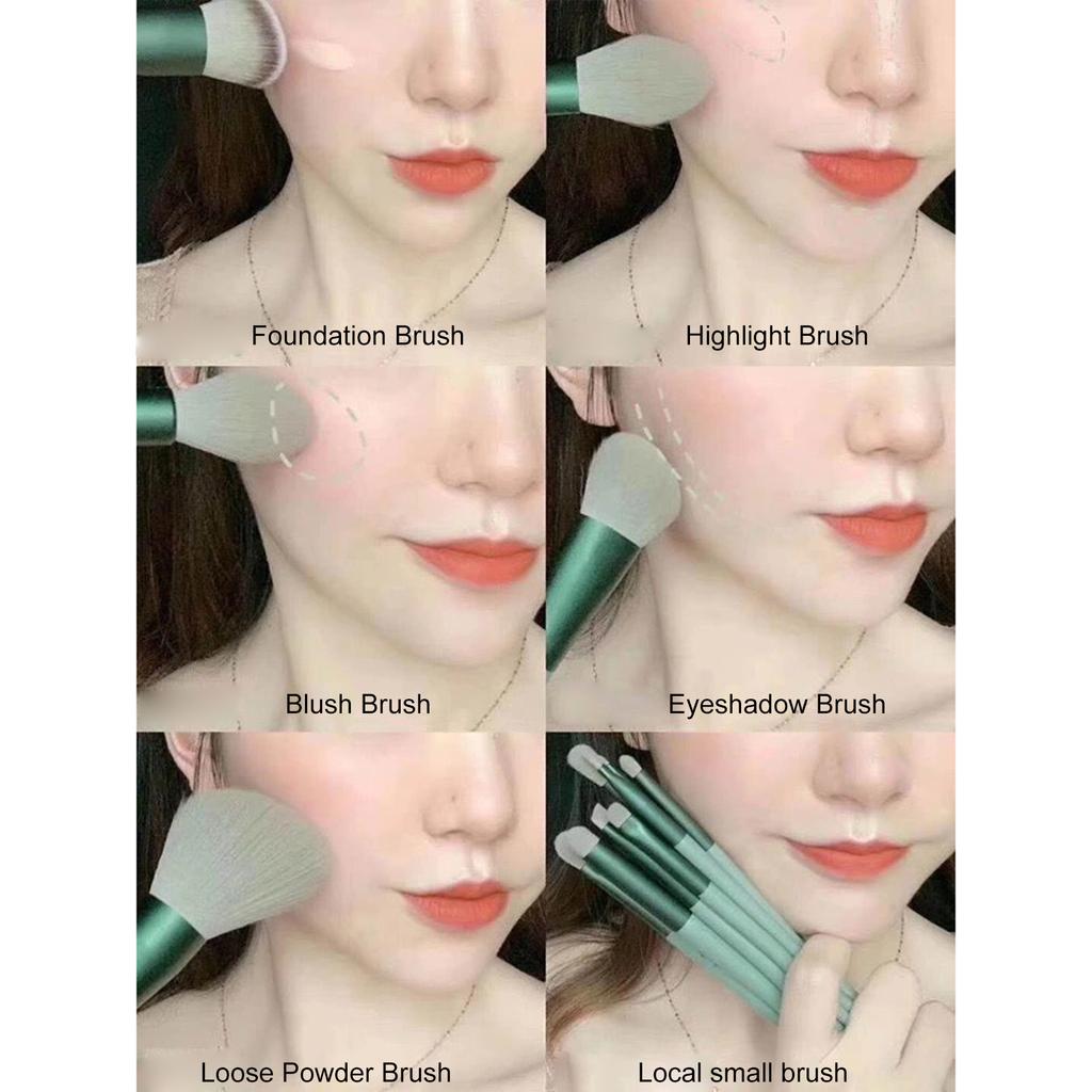 Набор из 13 кистей для макияжа с сумкой для хранения для тональной основы, рассыпчатой пудры, румян, консилера, теней для век, бровей, косметические кисти