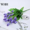 Tulip 1 Bouquet Artificial Flower Realistic Colorfast 21 Faux Silk Heads Vivid Fake Wedding Favors