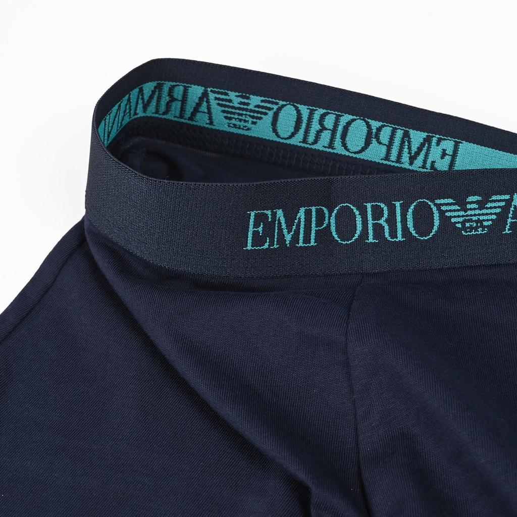 Emporio Armani XL Boxer Solid Color with Logo Set of EM000260 AF10800 Made In Men's Briefs, Print, 3, Blue, MB148, Italy.