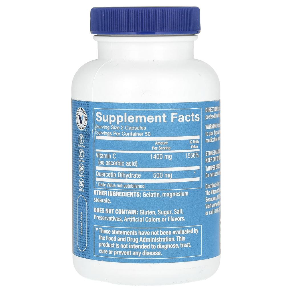 Quercetin + C, Citrus Free, 100 Capsules