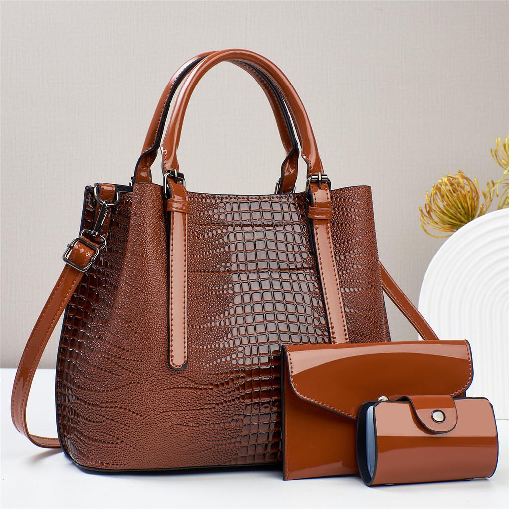 Trendy Soft Pu Crocodile Print Handbag For Women Ideal For Everyday Use