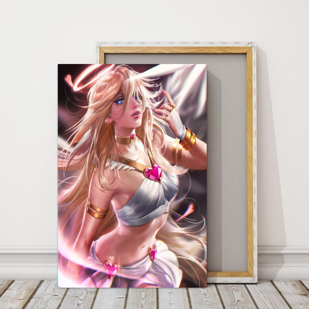 Рамка из цельного дерева, японская анимация, сексуальная девушка, принты плакатов, настенные 1 шт., красота, игра, мультфильм, фильм, холст, картина, модульный декор, изображение для комнаты