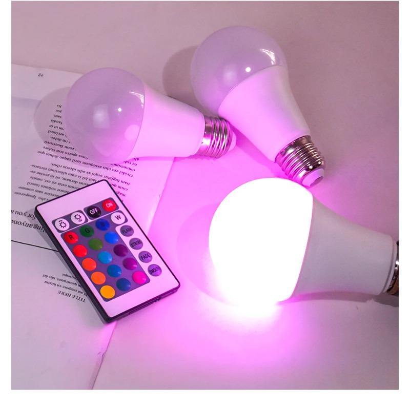 220V E27 Светодиодные лампы LED 3W 5W 10W 15W ИК Пульт управления Изменяемая Цветная RGB Светодиодная лампа Лампа-прожектор Рождественские Хэллоуин атмосферные огни
