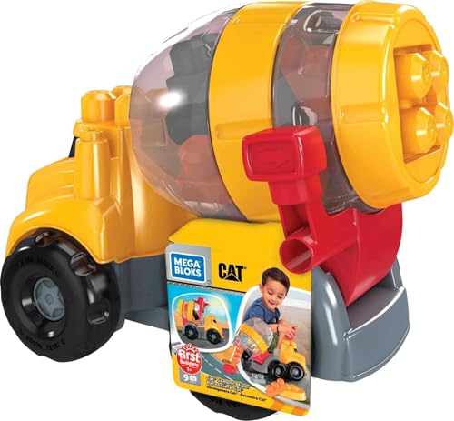 Mega Bloks Грузовик-бетономешалка CAT (9 штук) для возраста от 1 года и старше (GFG11)