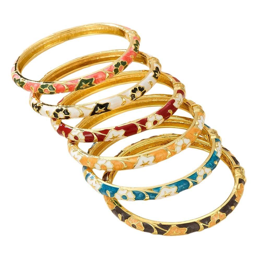 Floral Colorful Flower Bangle Traditional Women's Hand Bracelet  Jewelry Gifts