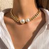 Vintage Punk Cuban Chains Necklaces Women Gothic Imitation-Pearl Pendant Necklace Girl Chokers Fashion Accessories Jewellery