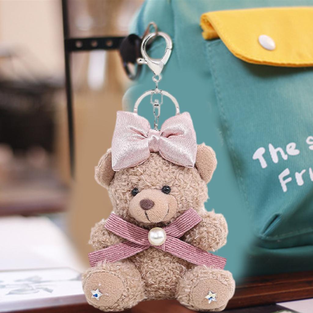 Fashion Bowknot Bear Charm Keychains Lovely Ornament Women Car Keyring Backpack Handbag Charm Pendant Keys Holder