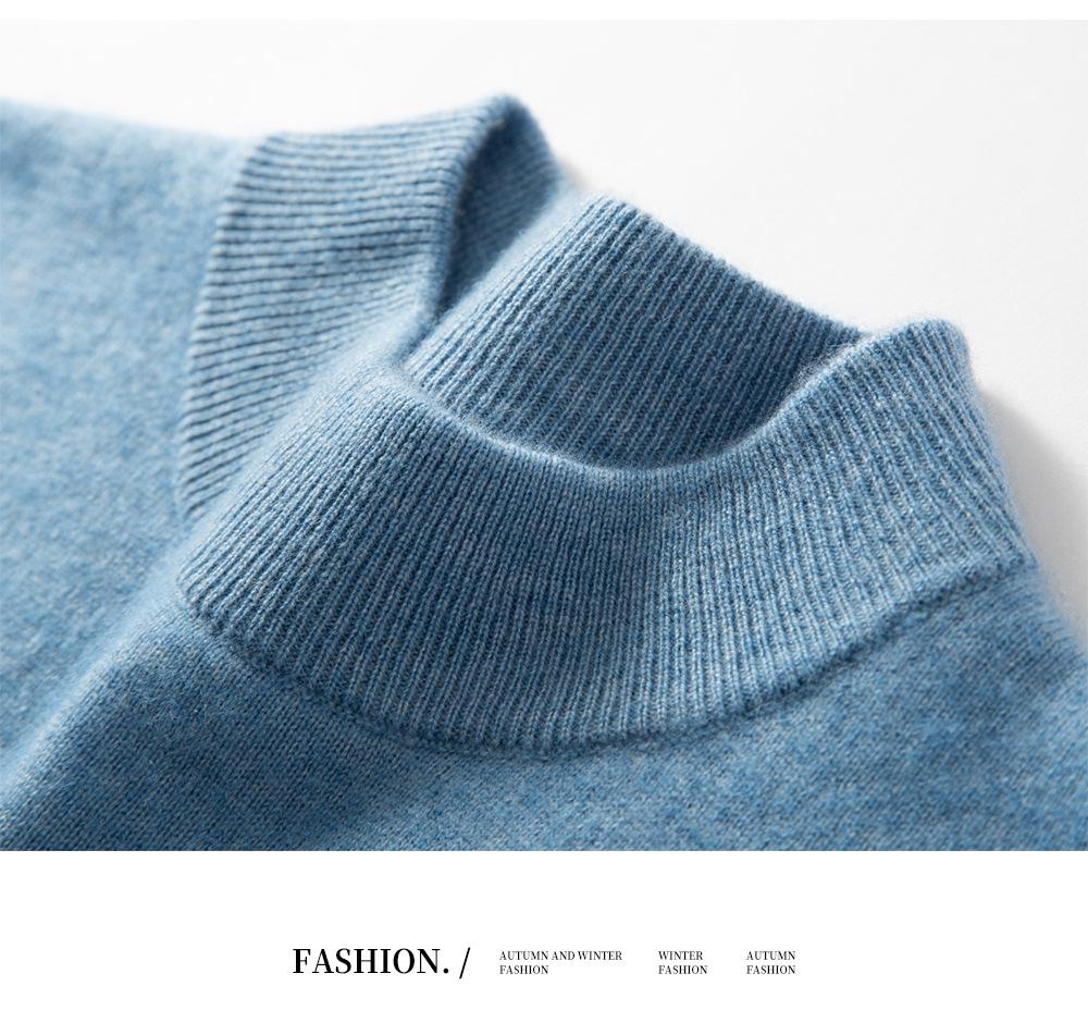 2025 Autumn/Winter Luxury Business Casual Men's Lightweight Warm Solid Half-High Collar Sweater
