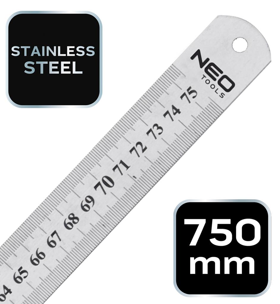 Ruler 75 cm, stainless steel