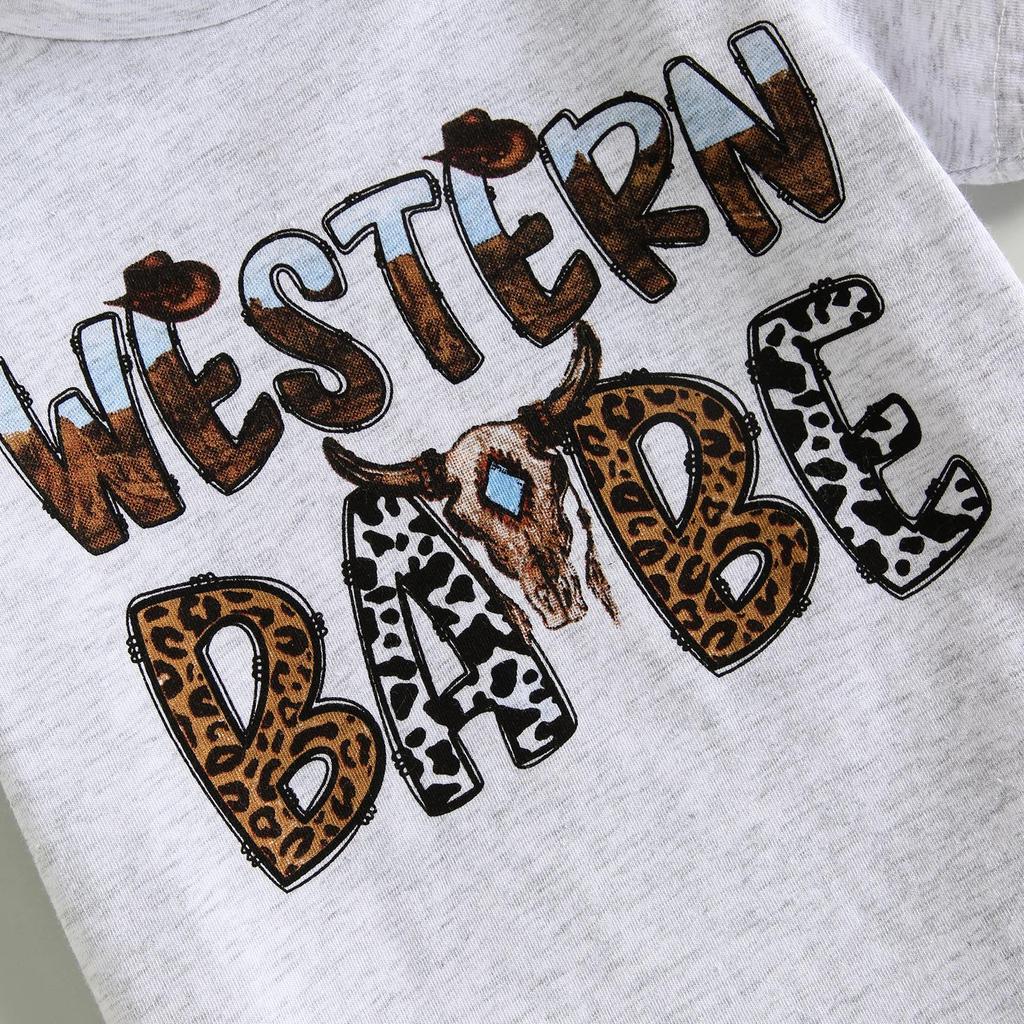 Одежда в стиле вестерн для маленьких девочек, комплект с шортами, футболка в стиле коровы с короткими рукавами в стиле бохо, топ, шорты, повязка на голову, летние наряды из 3 предметов