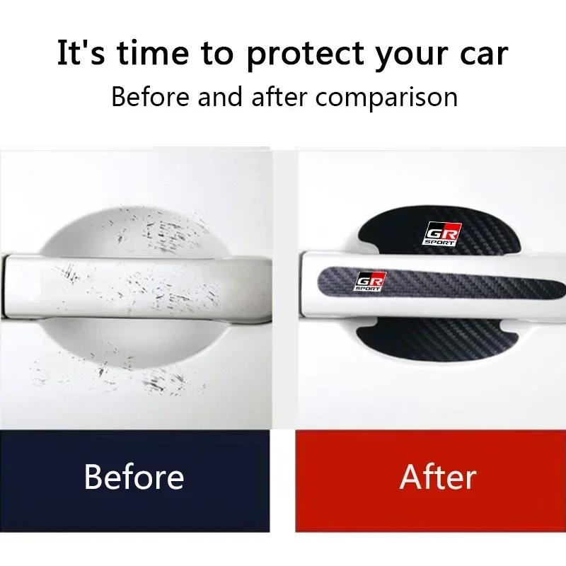 Автомобильные наклейки против царапин для Toyota GR Gazoo Sport Ручка двери Защитная пленка из углеродного волокна Защита ручки Аксессуар для стайлинга