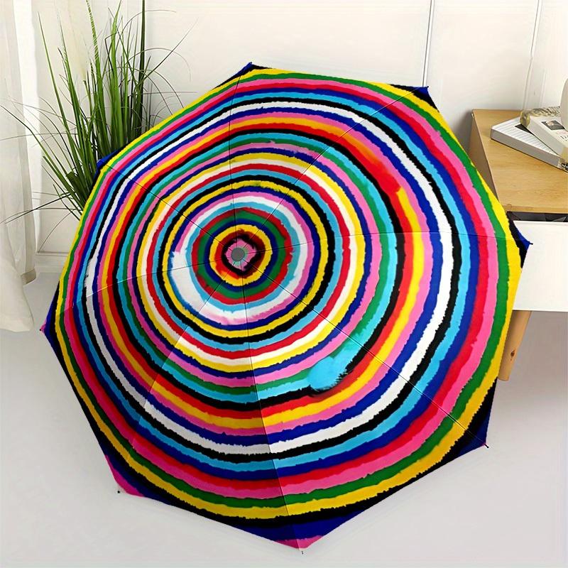 1pc Colorful Circles Folding Umbrella , 8 Ribs Casual Durable Lightweight Portable Travelling Umbrella For Men & Women yy250728150
