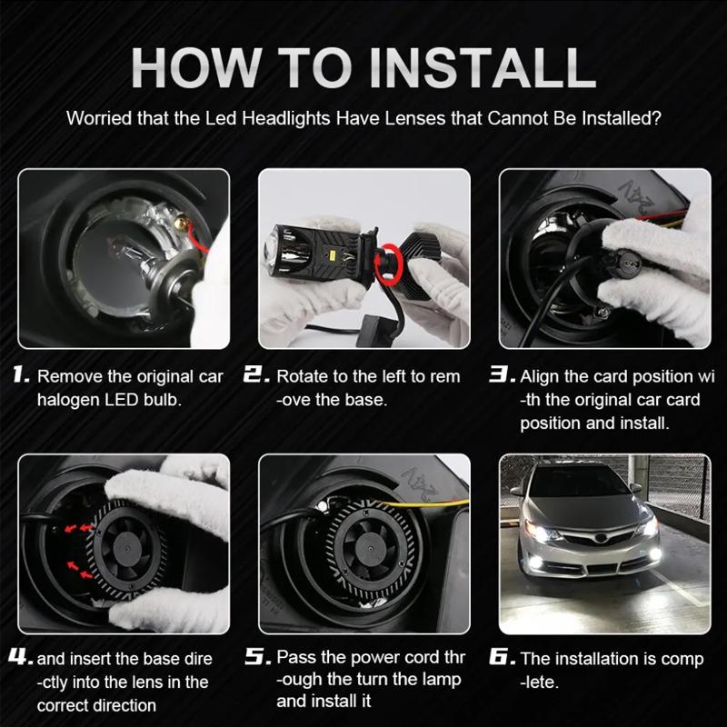 Car Y6D H4 LED Projector Headlight Projector Lens with Fan Automobile Hi Lo Beam LED Headlight Motorcycle Bulb 12V 6000K RHD LHD