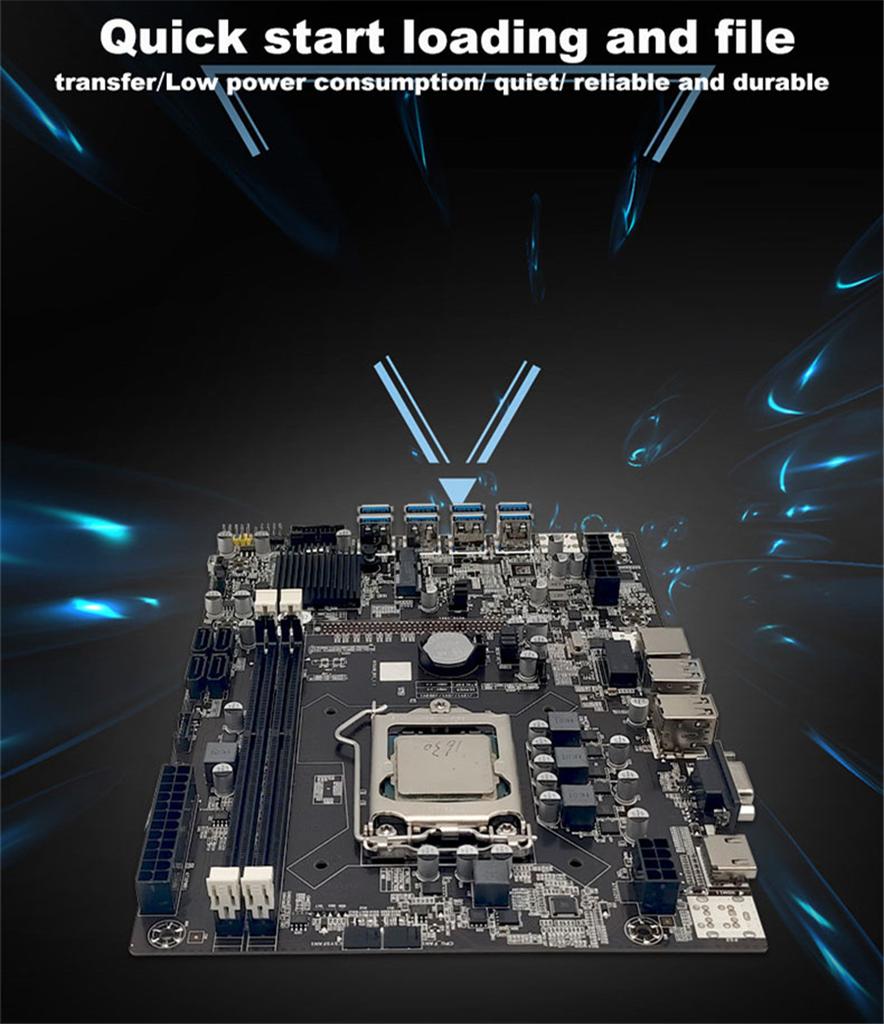 Материнская плата для майнинга BTC B75 LGA1155 8*PCIE к USB3.0 Поддерживает 8 видеокарт GPU DDR3 DIMM RAM ETH Bitcoin Ethereum Майнинг Риг