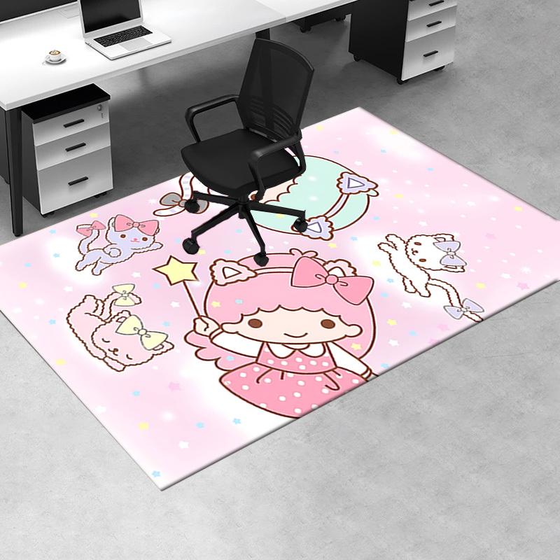 Office Rug Little Twin Stars, Sanrio Characters Anti-Slip Rug, Machine Washable for Living Room, Bedroom, Office, Multiple Sizes, Bedroom Mat, Decorat