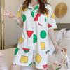 WeChat new short-sleeved pajamas women's summer lapel cute geometric loungewear Japanese and Korean popular shorts set