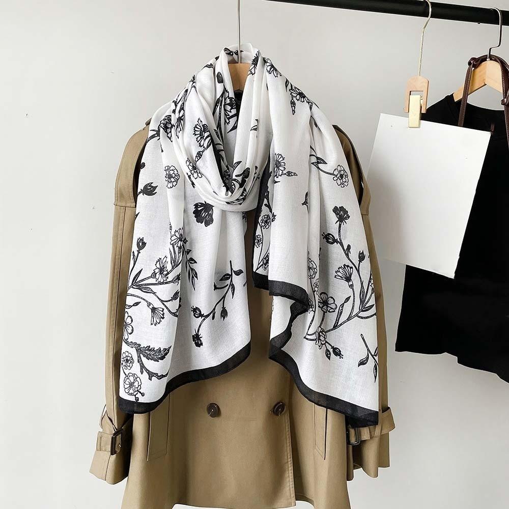 Breathable Women Floral Scarf Long Sunscreen Headscarf Fashion Thin Large Shawl Gift