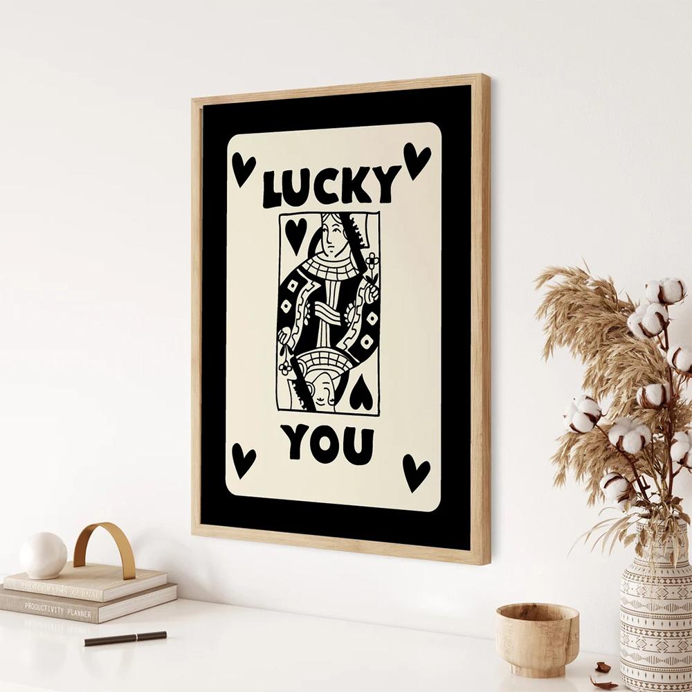 Современный модный эстетический черный туз карты Lucky You Funky Art 8 Ball Wall Art Холст Картина Плакаты для гостиной Домашний декор