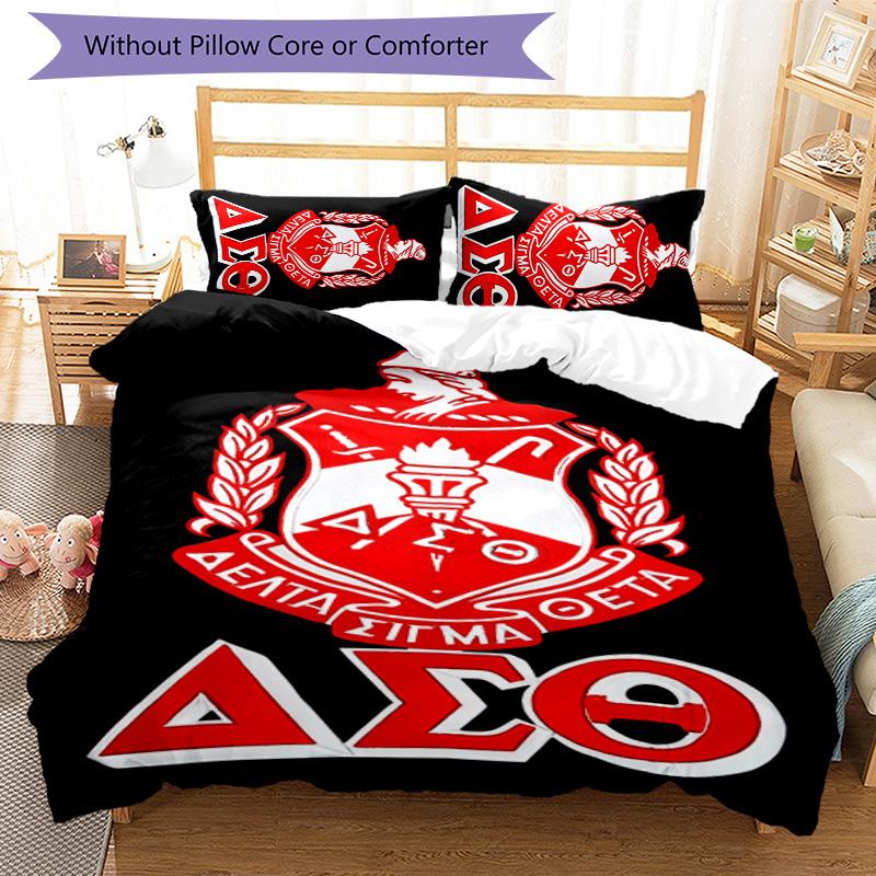 3pcs Delta Sigma Theta logo pattern bedding set duvet cover set includes duvet cover &pillowcases, perfect all season bedroom decoration & gift
