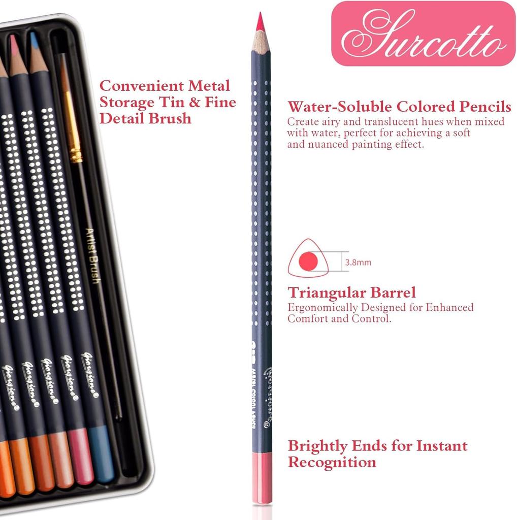 Набор акварельных цветных карандашей Roseelf включает 1 акварельный карандаш, идеально подходящий для начальной школы и в качестве подарка для дошкольника или к поступлению в школу.