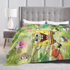 Cartoon Animated Blanket Cover SpongeBob SquarePants Fleece Throw Blankets Bedding Couch Portable Ultra-Soft Warm Bedspreads