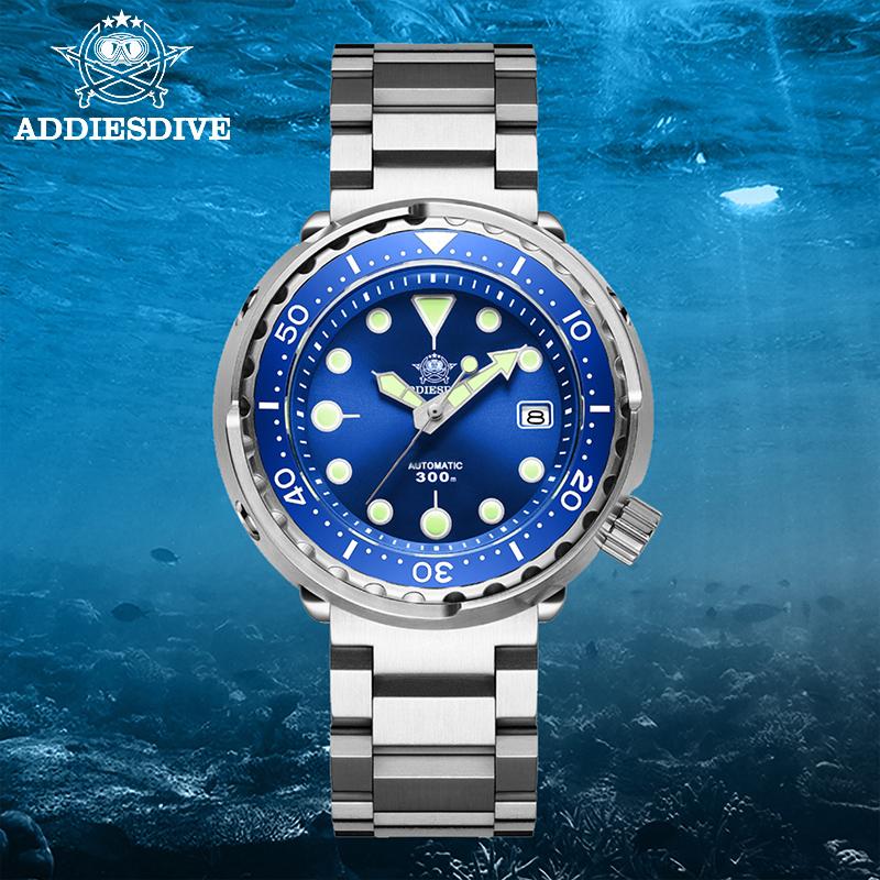ADDIESDIVE Мужские Автоматические Часы NH35 Тунец Мужские Дайверские Часы 300м Водонепроницаемые Механические Наручные Часы Светящиеся Циферблат Сапфировое Стекло
