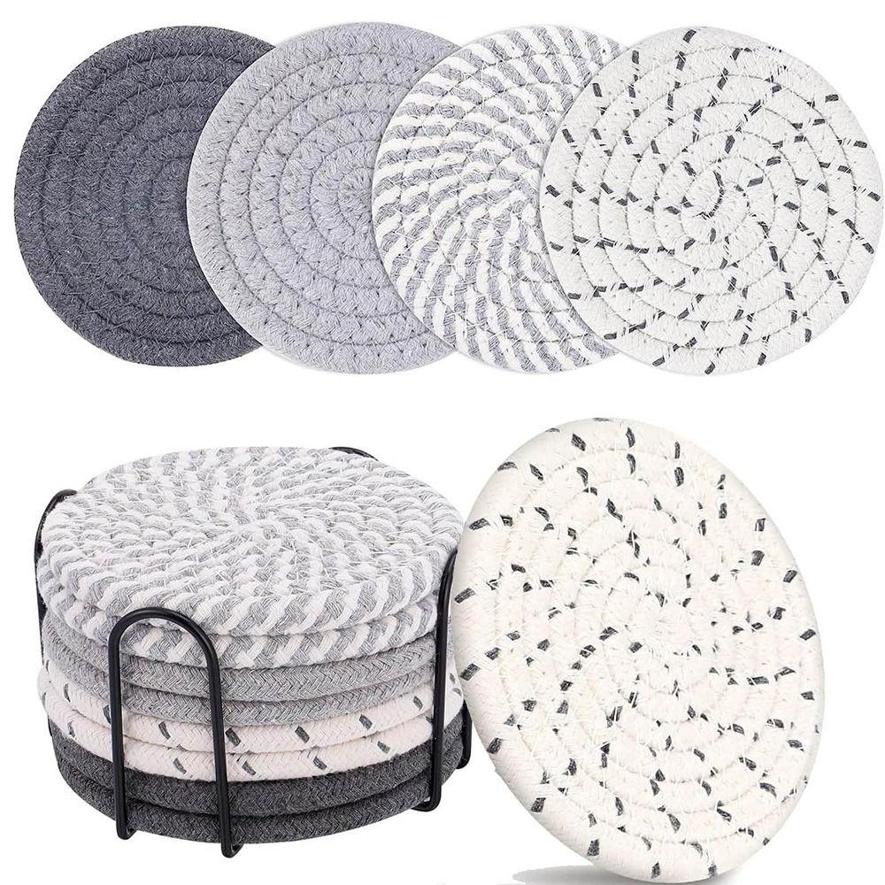 8/10 Pcs Cotton Rope Woven Trivet Placemats Braided Hot Pads Natural Dinner Plate Mat Set Desk