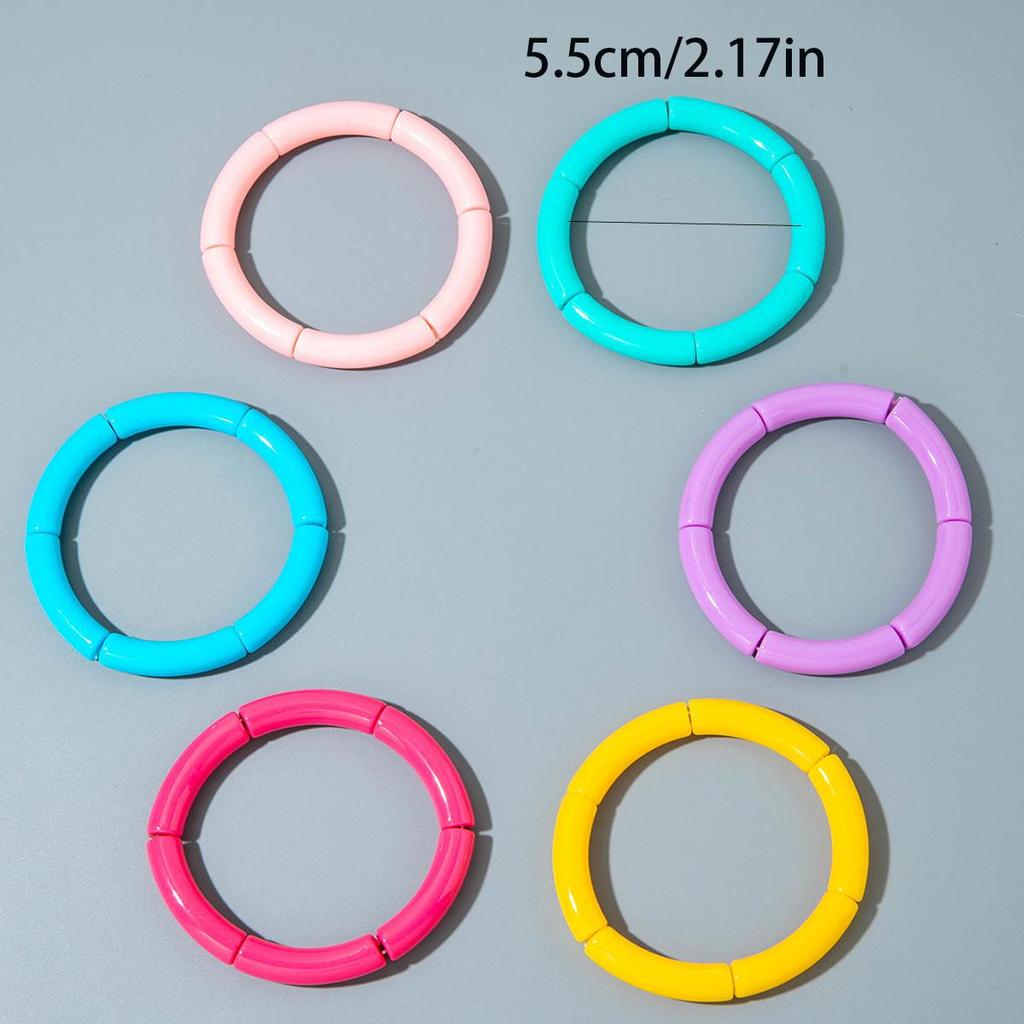 Cross Border Fashion and Cute Dopamine Style Round Tube Acrylic Bracelet for Women Jewelry Seaside Tourism Macaron Color Bracelet Matching