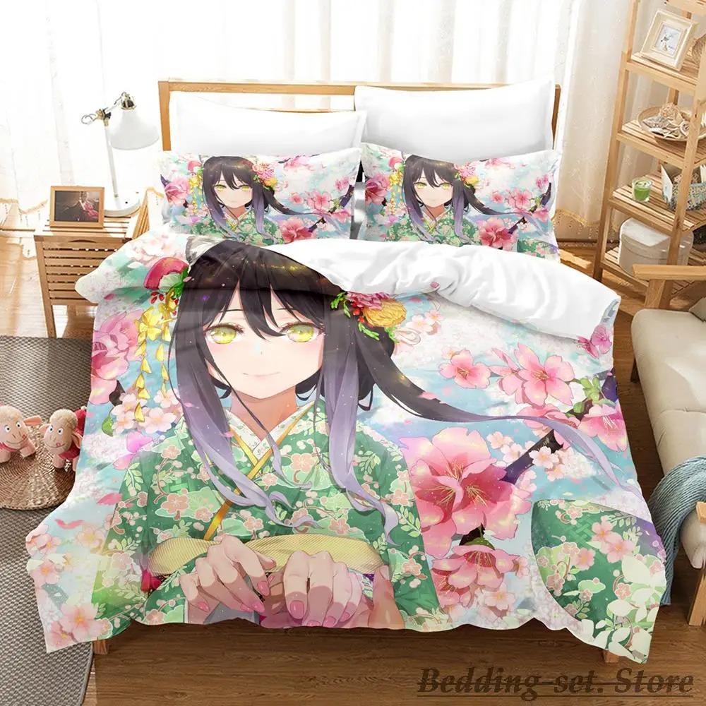 Комплект постельного белья Kawaii Kyaru Single Twin Full Queen King Size Bed Set Adult Kid Bedroom Duvetcover Sets Anime Grils