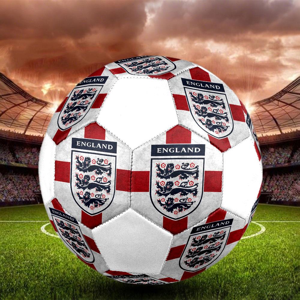 England national football logo Size 5 Soccer Ball, Machine-Stitched PVC, Durable & High Bounce, All Ages Fit, fan merchandise, matches & outdoor use.