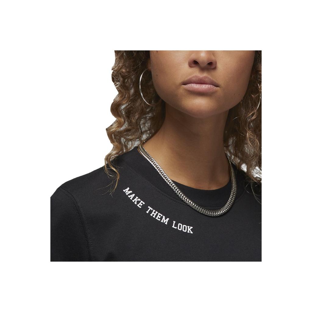 Jordan Футболка женская повседневная с коротким рукавом и круглым вырезом, с принтом логотипа, черная FD0103-010