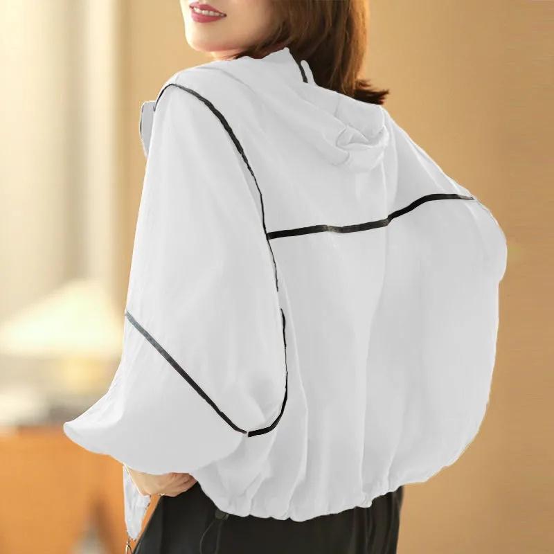 Женская куртка, легкая солнцезащитная одежда, летнее пальто с защитой от ультрафиолета, дышащее корейское модное свободное пальто