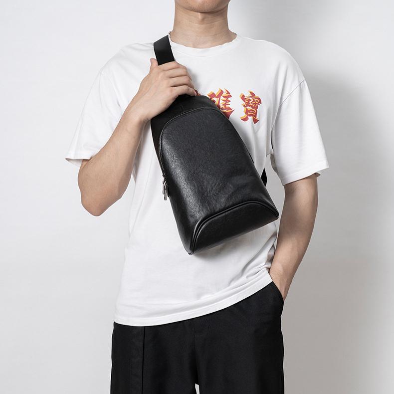 Летняя мужская нагрудная сумка из натуральной кожи, однотонная, простой верхний слой, сумка через плечо из коровьей кожи, объемная, большая вместимость