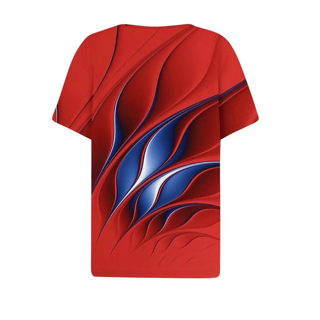 Women's T Shirt Tee Print Button Short Sleeve Daily Weekend Fashion Basic V- Neck Regular Top