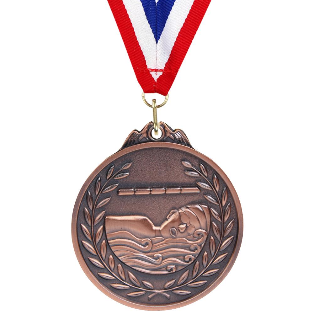 6,5 см медали по плаванию, медали с шейной лентой, награды соревнований, золотая/серебряная/бронзовая медаль для соревнований, вечерние гонки