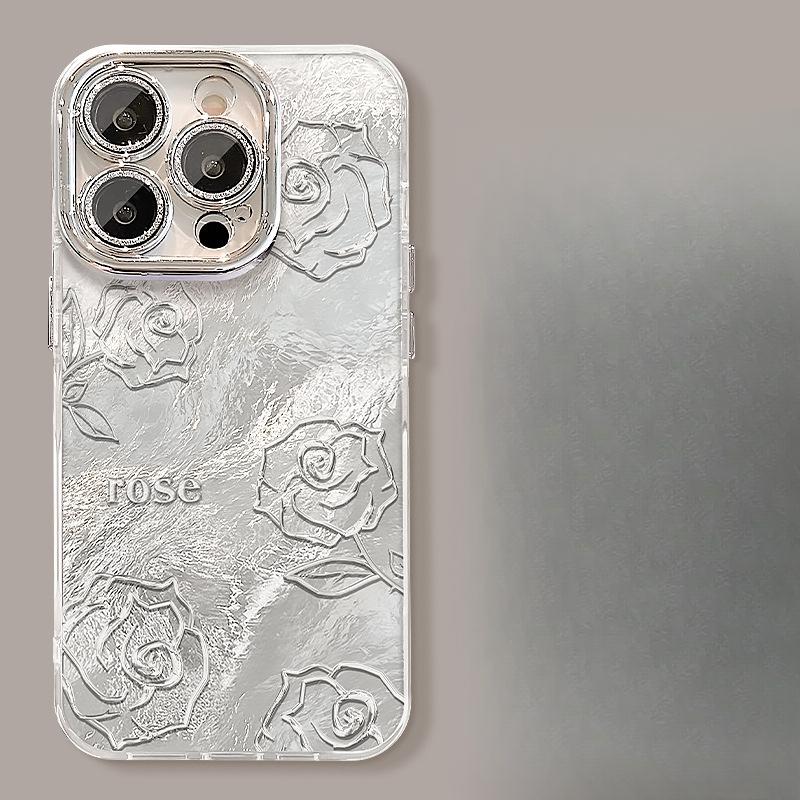Hollow Rose Suitable for Apple 16pro Mobile Phone Case 15 Full Cover Anti-fall Xiaomi 14/13 High-end Sense 12 Glacier Pattern